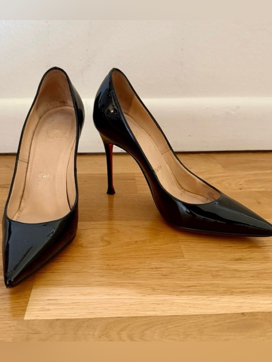 Christian Louboutin Shoes - CHRISTIAN LOUBOUTIN Kate 100 Black Patent Pumps - 35